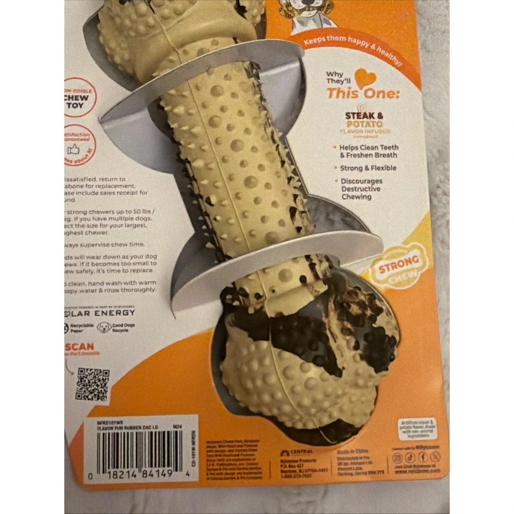 Nylabone Double Action Bone Strong Chew Dog Toy Steak Potato Flavor Large 50lbs
